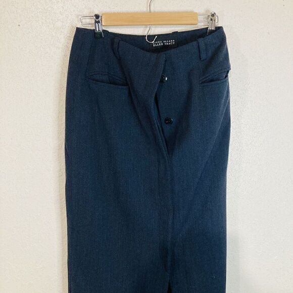 Ellen Tracy Linda Allard 100% Wool Pencil Skirt Black Front Slit, Buttons Sz 10 - Picture 1 of 10